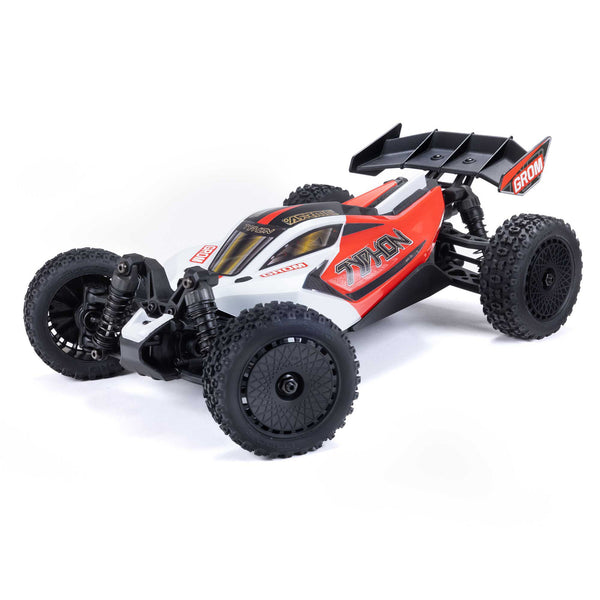 ARRMA TYPHON GROM MEGA 380 Brushed 4X4 Small Scale Buggy RTR with Battery & Charger, Red/White