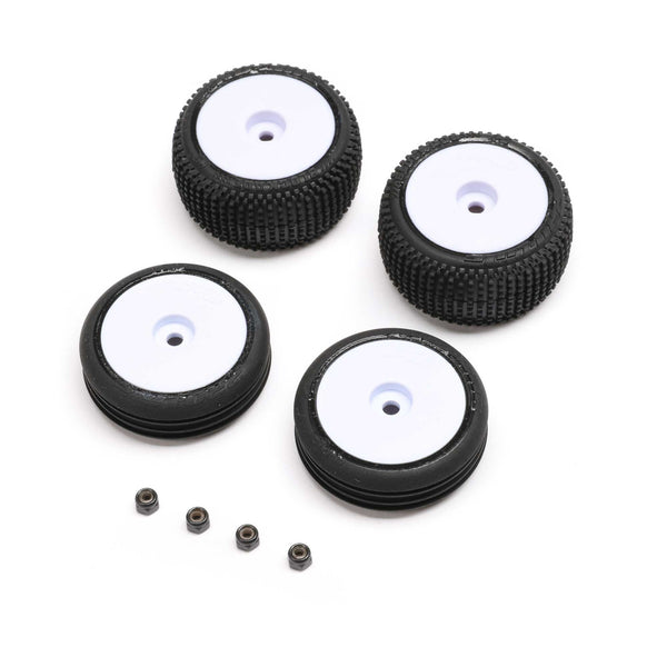 LOS-1763 Tires, Wheels, White, Mounted: Micro-B